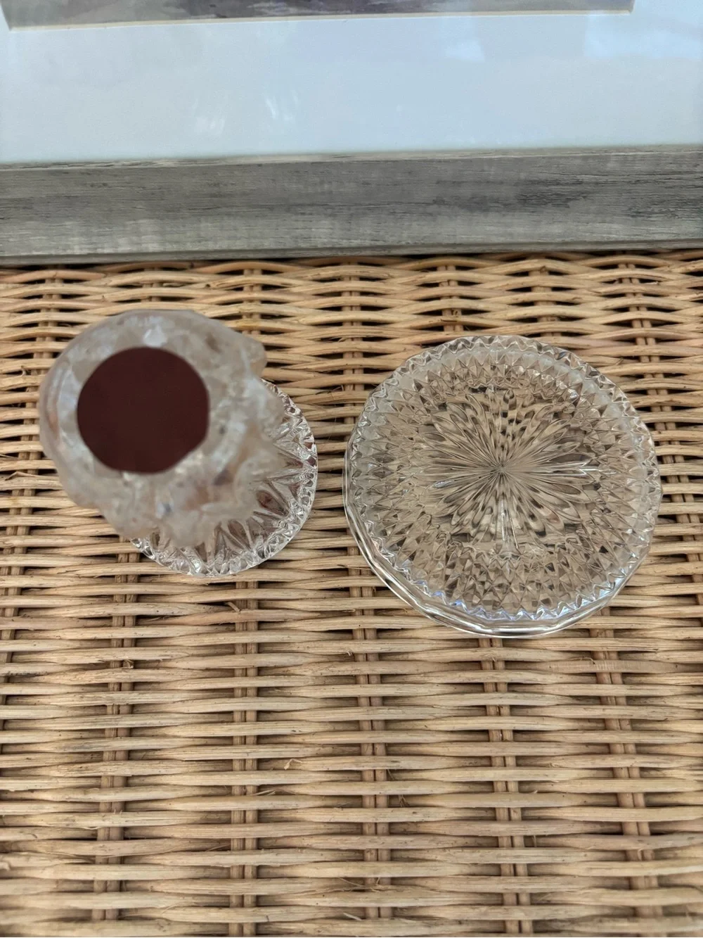 Clear Crystal Matchstick Holder with Crystal dish/match tray